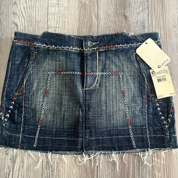 Akdmks Denim Mini Skirt with Colorful Stitching - Picture 1 of 13